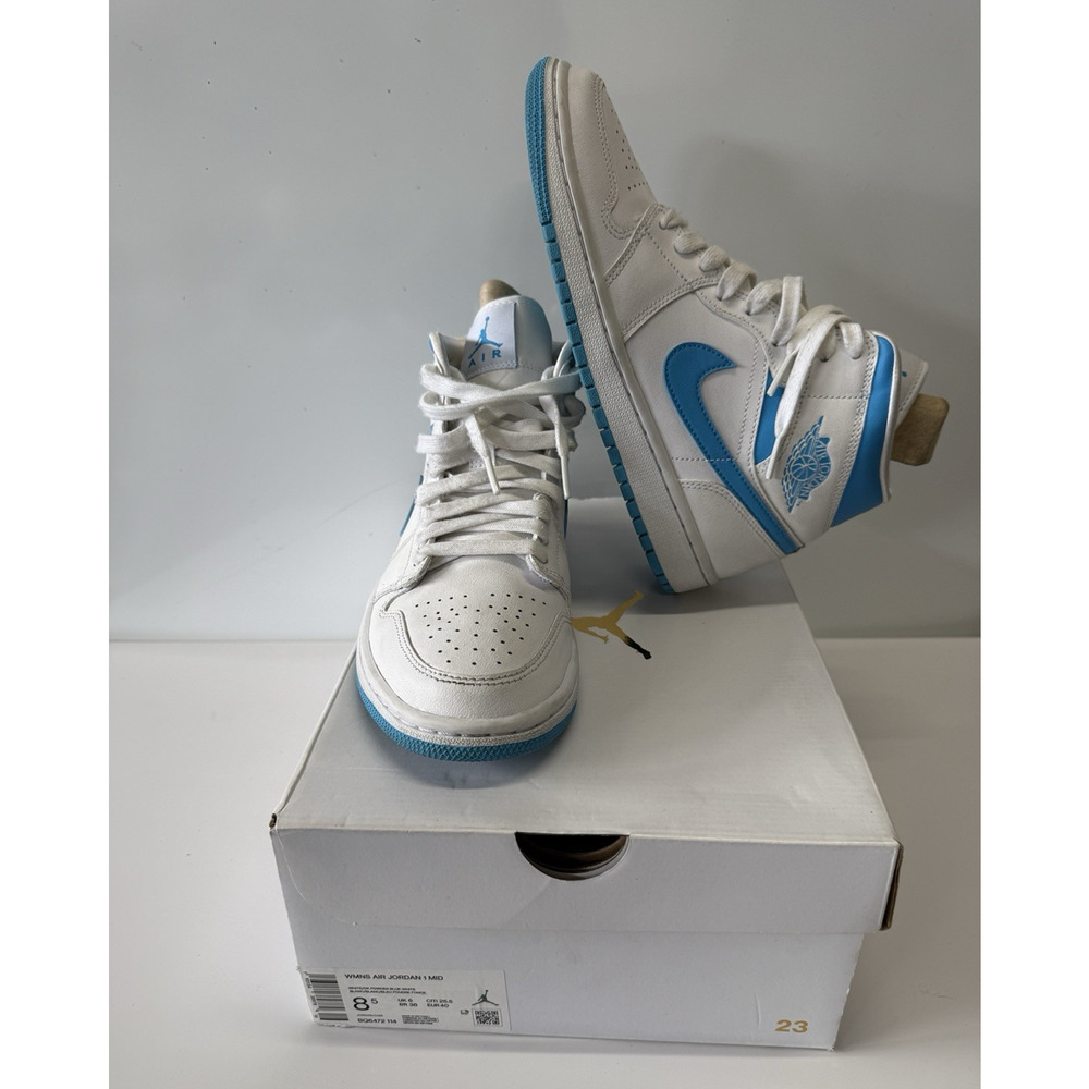 Air jordan 1 Mid White/Dk powder Blue White-White W 8.5 EU 40